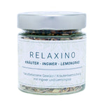 difiore relaxino bio kraeutertee mit ingwer und lemongras im glas