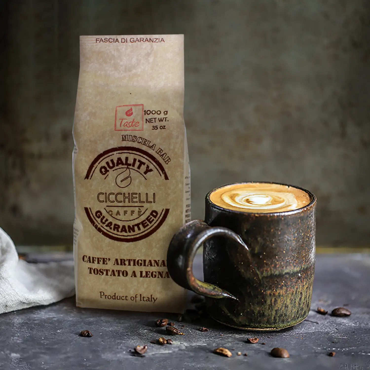 cicchelli taste espressobohnen feinste röstung mit holzkohle geröstet