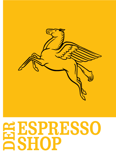 der-espressoshop logo gelb mit pferd, neues logo 2025