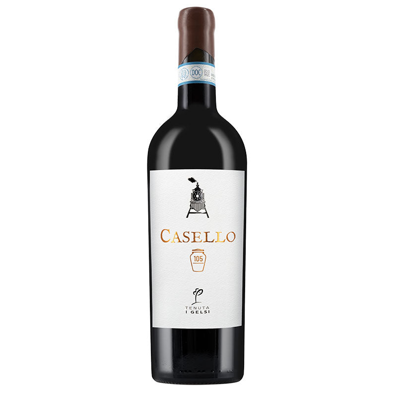 Rotweinflasche von gelsi aglianico casello aus der basilikata