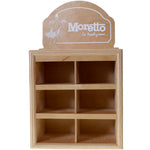 moretto holzdisplay für trinkschokoladen beutel