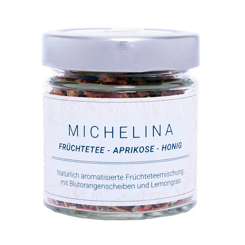 bio fruechtetee im probierglas mit aprikose und honig geschmack von difiore tea
