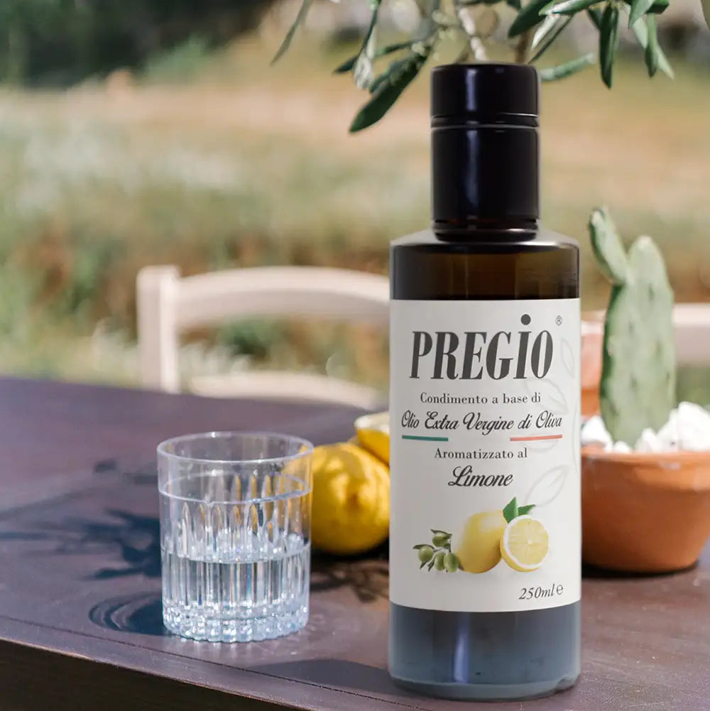 italienisches olivenoel mit zitronenaroma verfeinert