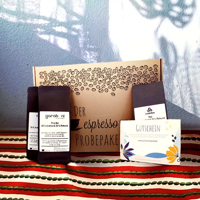 espressobohnen probierpaket mit vielen Sorten - geschenkpaket