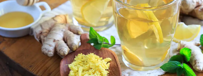 teeglas mit ingwer und minze bio